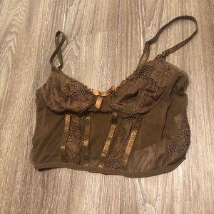 Brown cropped Lacey tank